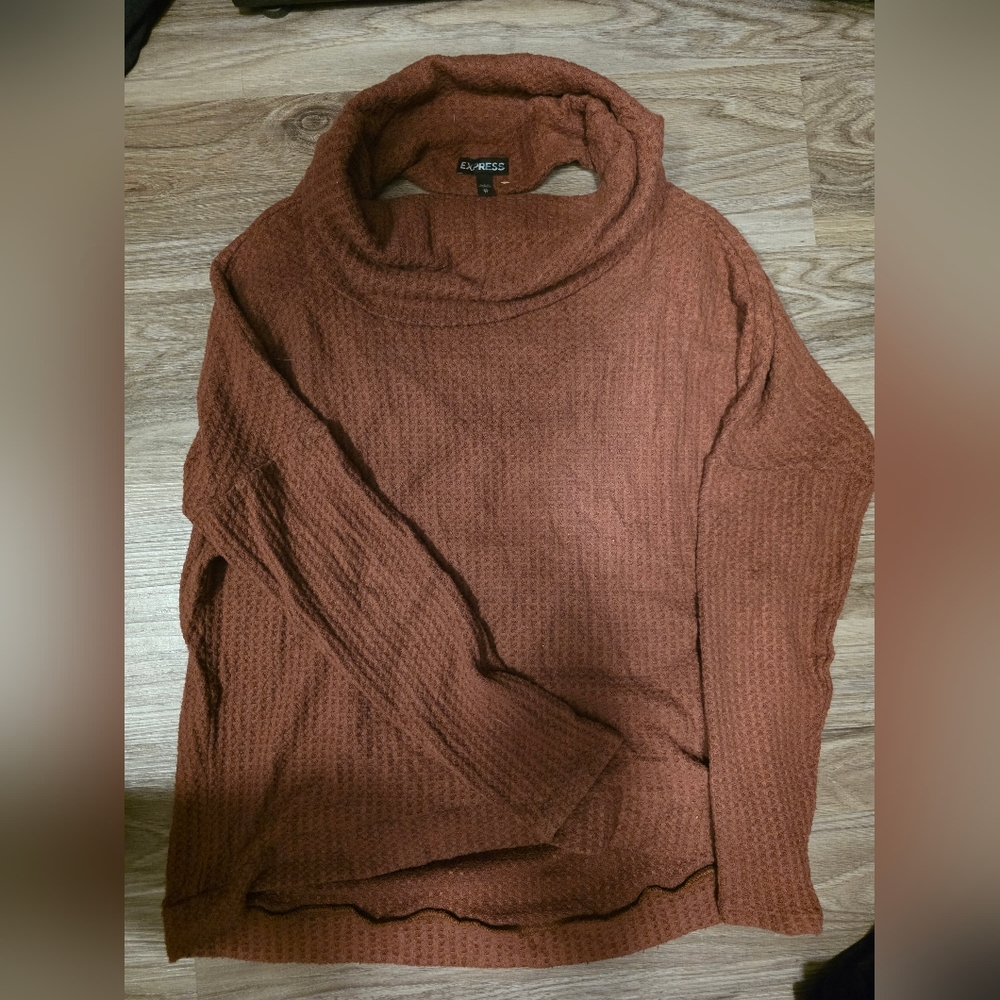Express Textured Rust Waffle Knit Top